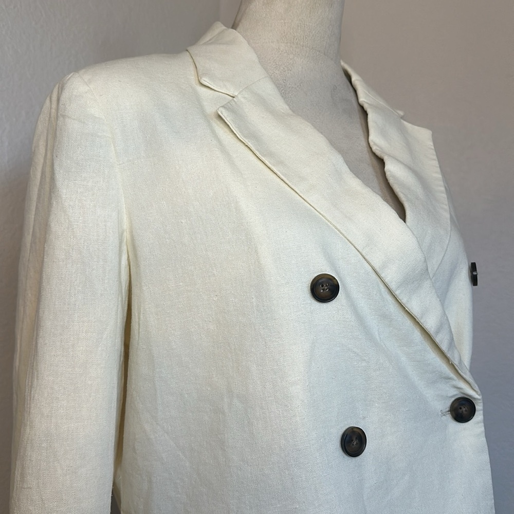 Who What Wear Ivory Double Breasted Linen Blazer Size Large NWOT - Picture 5 of 11